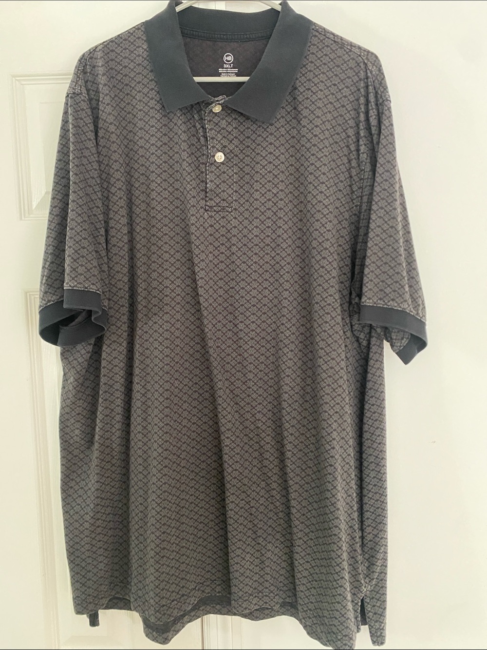 Men's Short Sleeve Geometric Polo - Dark Gray